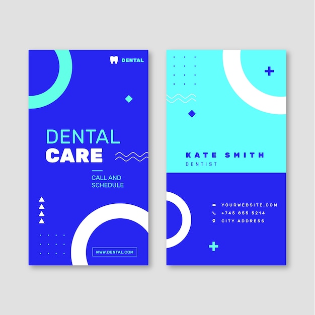 Vector flat design dental clinic vertical business card