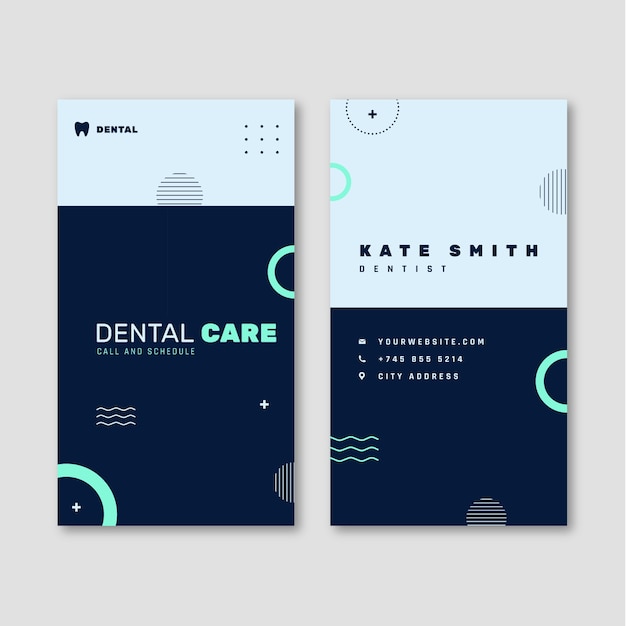 Vector flat design dental clinic vertical business card