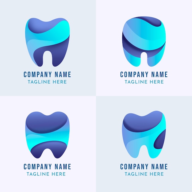 Вектор Коллекция стоматологических логотипов в плоском дизайне
