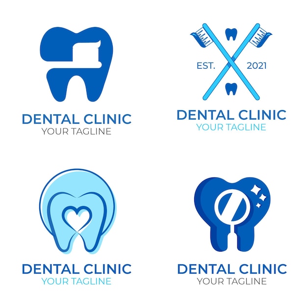 Insieme di modelli di logo dentale design piatto