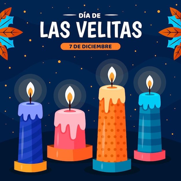 Плоский дизайн dia de las velitas