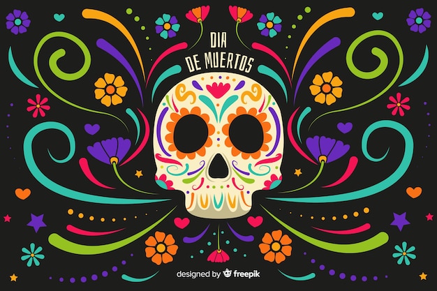 Плоский дизайн фона de muertos