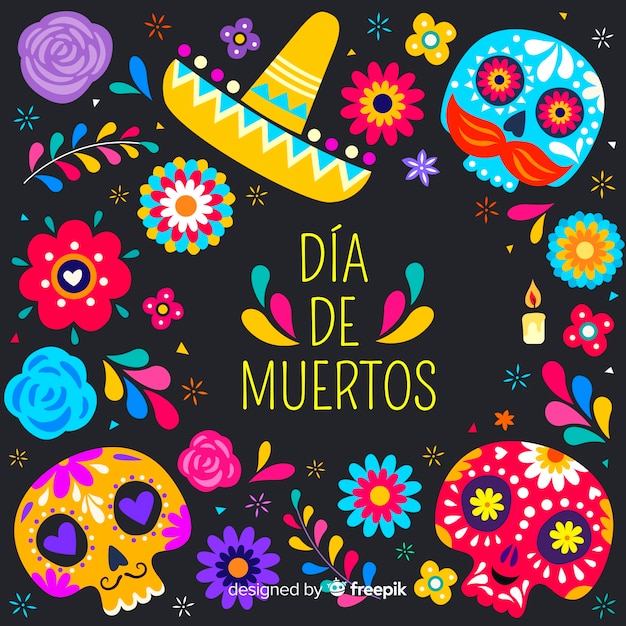 Плоский дизайн фона de muertos