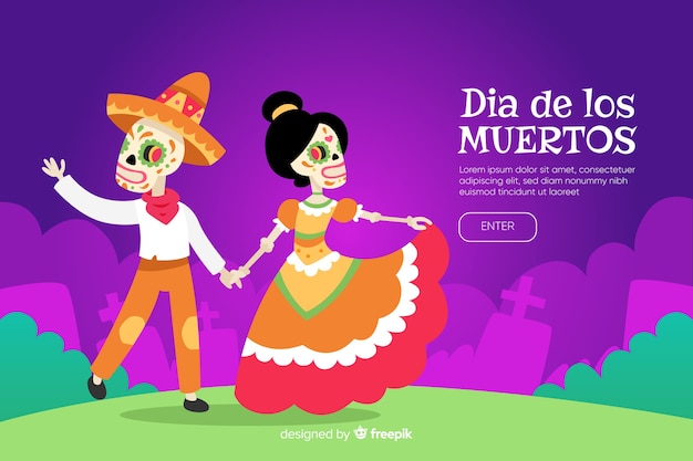 Плоский дизайн фона Dia de Muertos