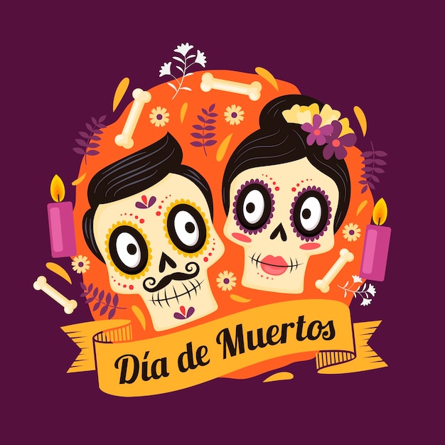 Плоский дизайн фона dia de muertos