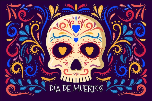 Плоский дизайн фона dia de muertos