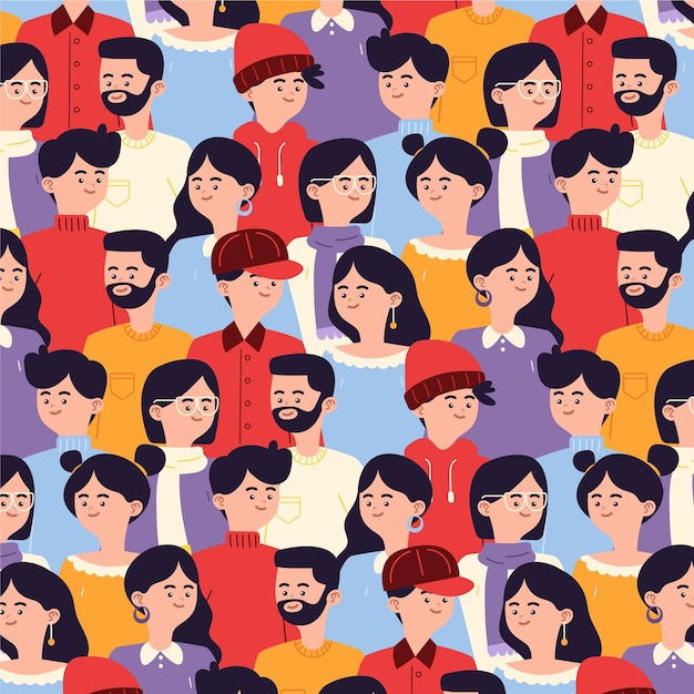 Vector flat design different people group pattern