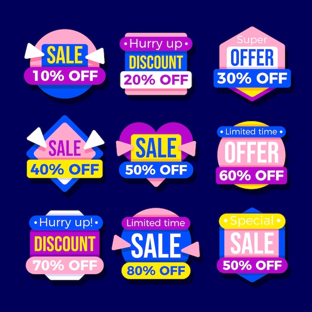 Vector flat design discount numbers collection