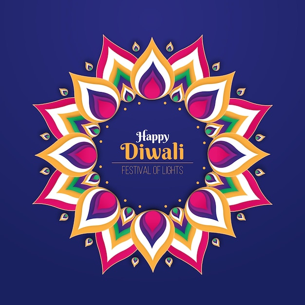 Vettore concetto di diwali design piatto