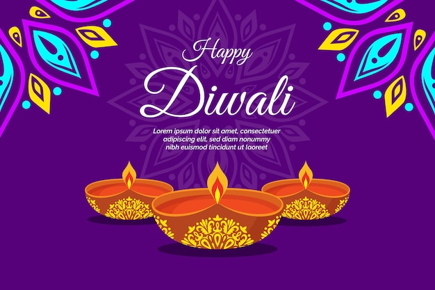 Vettore concetto di diwali design piatto