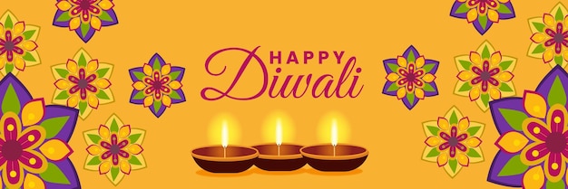 Flat design diwali festival banner vector art