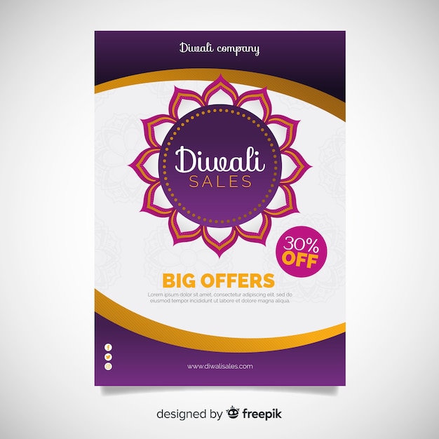 Flat design diwali poster template