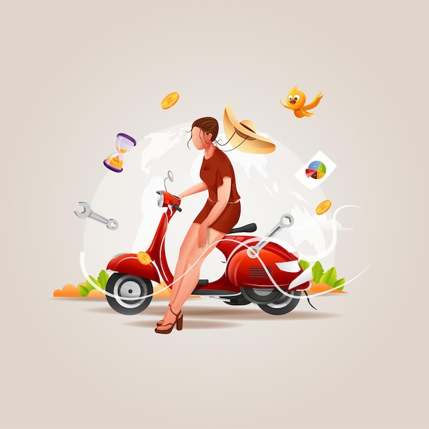 flat design dream motorbike