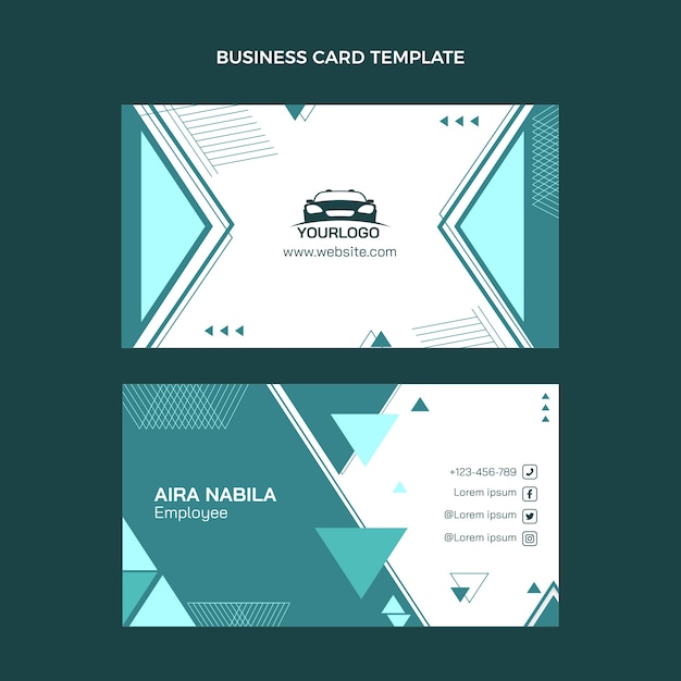 Vector flat design driving school horizontal business card