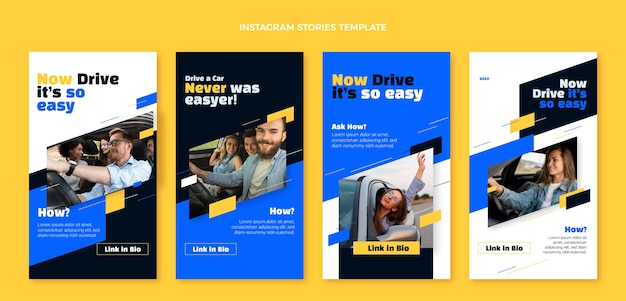 Flat design driving school instagram stories template