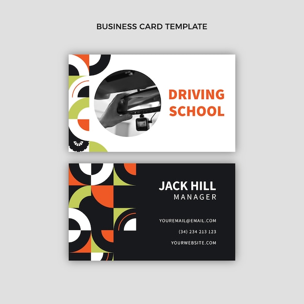 Vector flat design driving school template