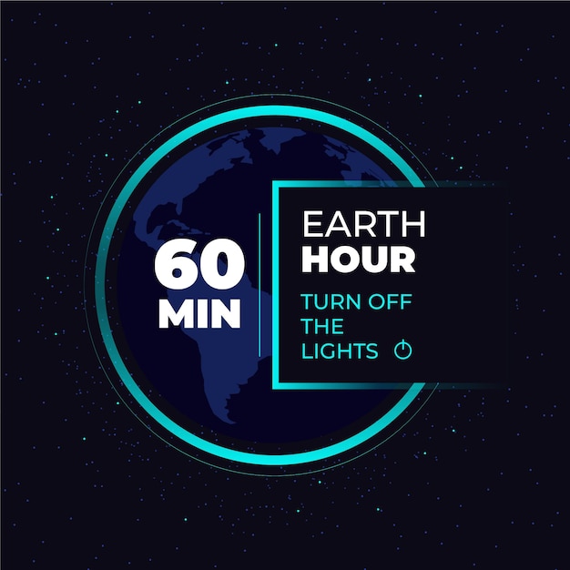 Flat design earth hour 60 minuti