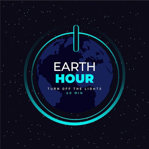 Vector flat design earth hour on button