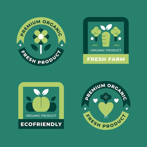 flat design eco friendly labels