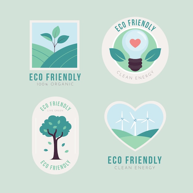 Flat design eco friendly labels