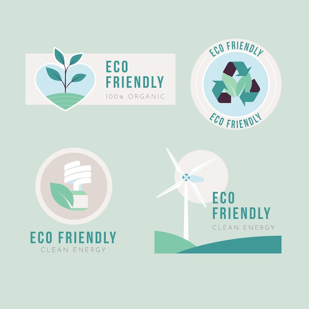 Flat design eco friendly labels