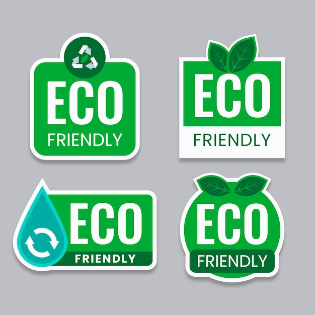 Vector flat design eco friendly labels