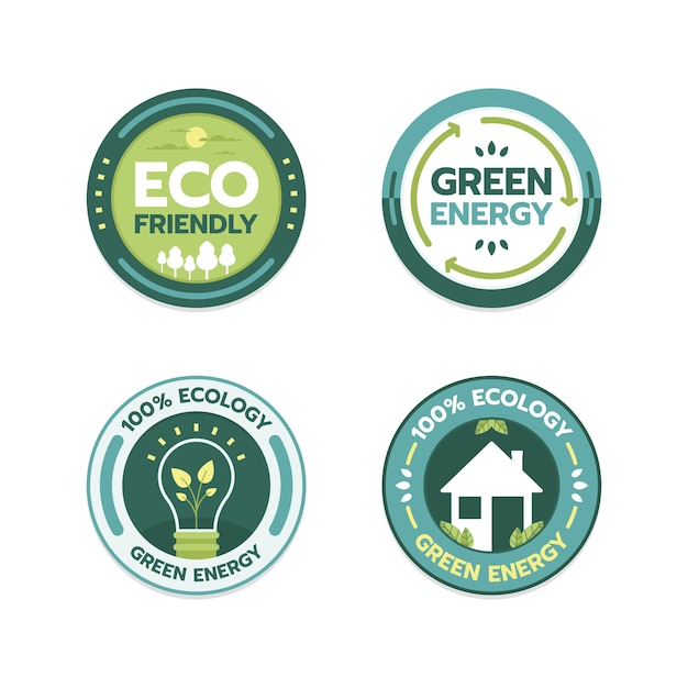 Flat design eco friendly labels