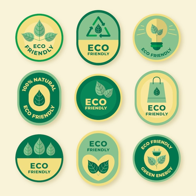 Vector flat design eco friendly labels