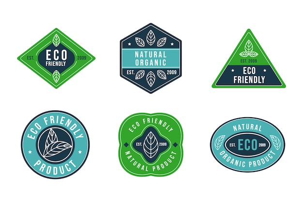 Flat design eco friendly labels