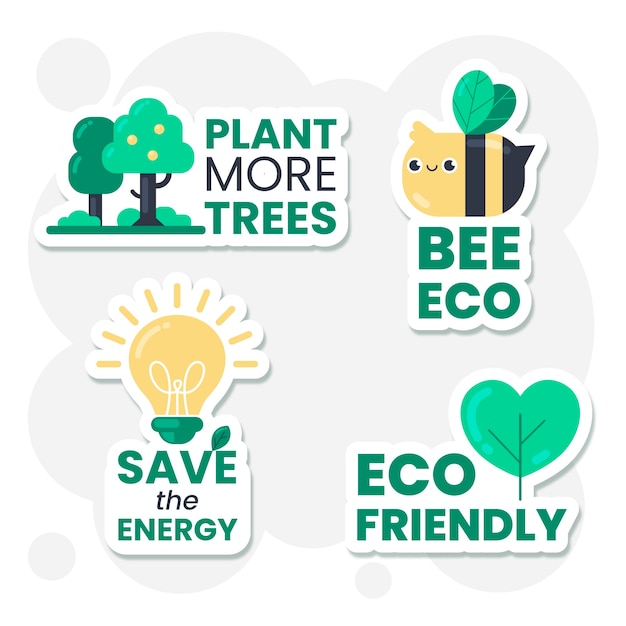 flat design ecology badges collection