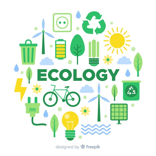 Flat design ecology concept with natural elements