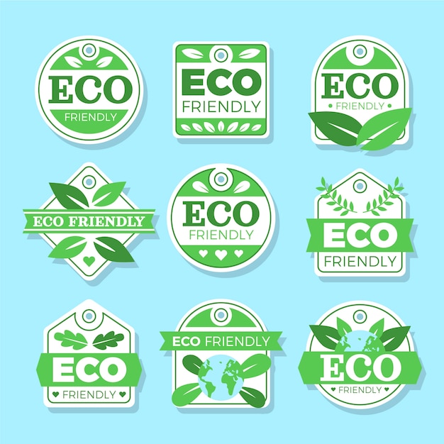 Flat design ecology friendly labels