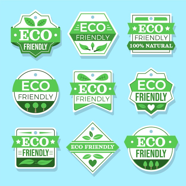 Vector flat design ecology friendly labels