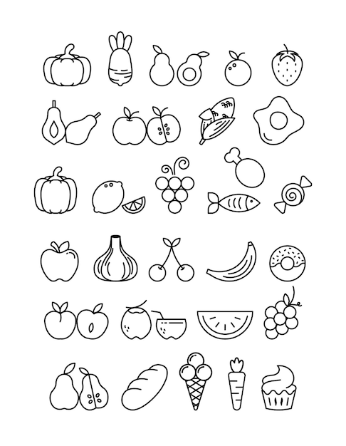 flat design element vector fruit en groenten voedsel icoon set collectie