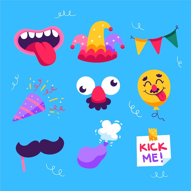 Vector flat design elements collection for april fool's day