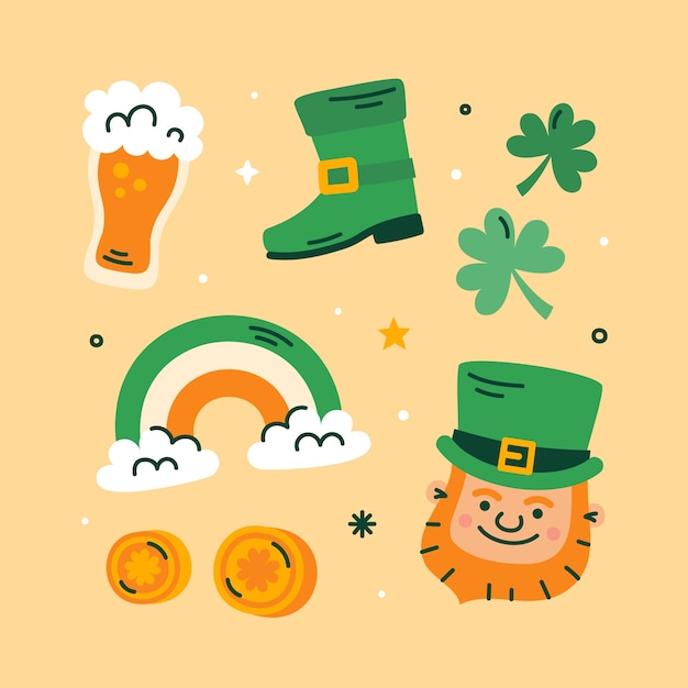 Vector flat design elements collection for st. patrick's day celebration