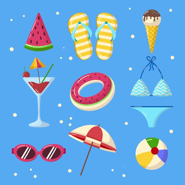 flat design elements collection for summer season
