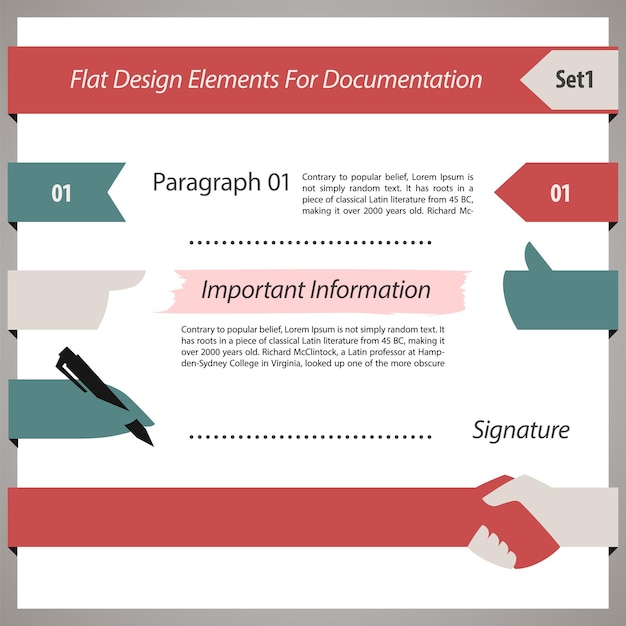 Flat design elements for documentation set1