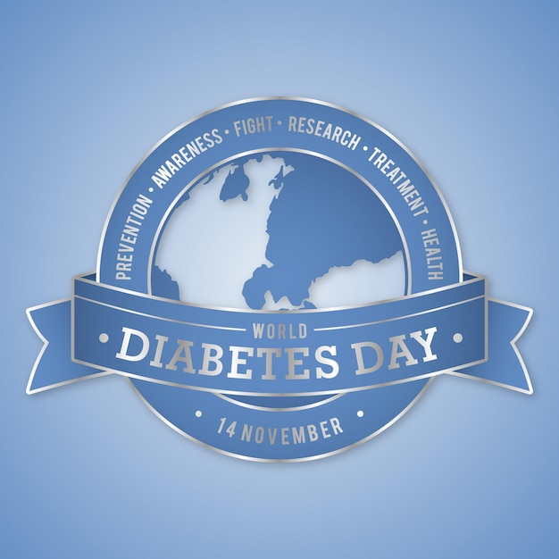 Flat design emblem World Diabetes Day for banner or greeting card