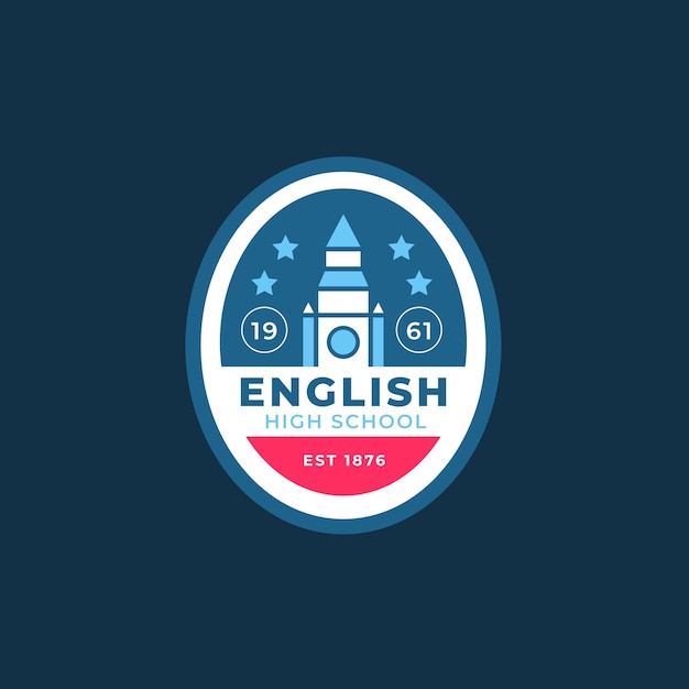 Modello di logo della scuola inglese di design piatto