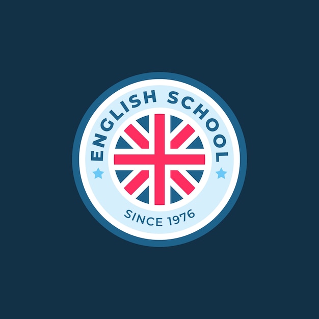 Vector flat design english school logo template