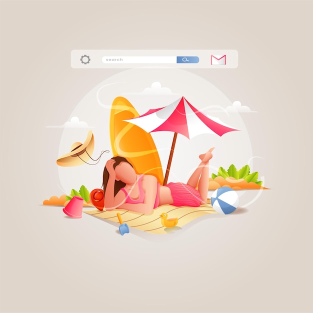 Flat design enjoy a beautiful beach