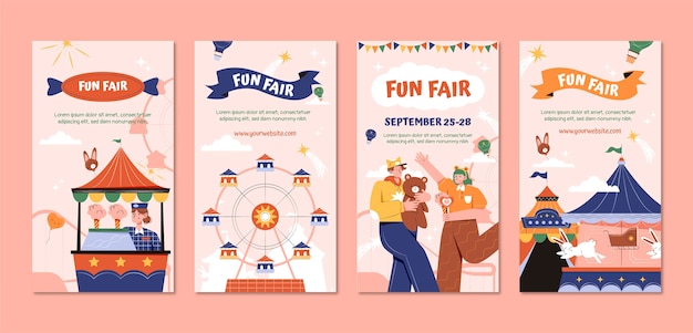 Vector flat design fairfun instagram stories