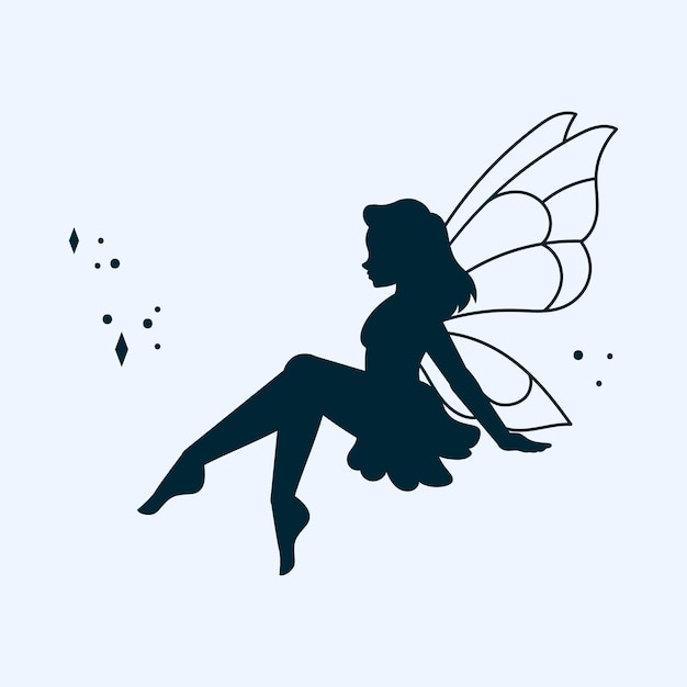 Flat design fairy silhouette illustration