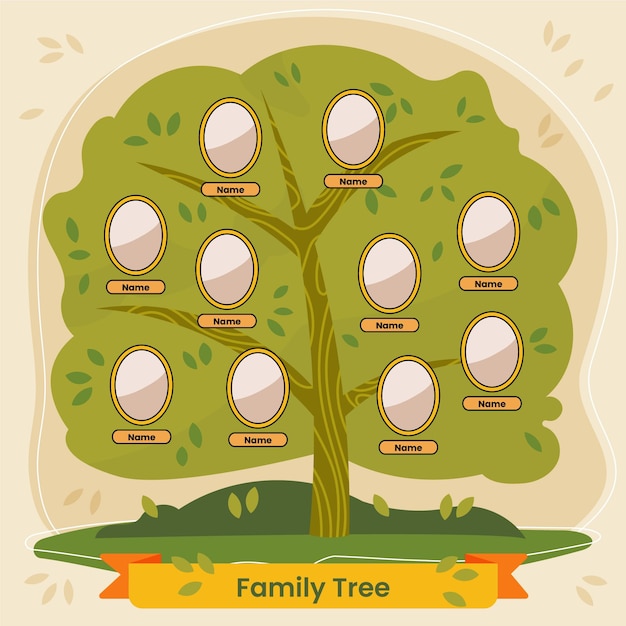 Vector flat design family tree diagram