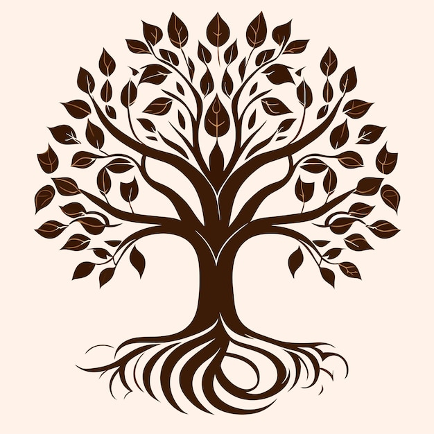 Vector flat design family tree silhouette or tree life concept illustration