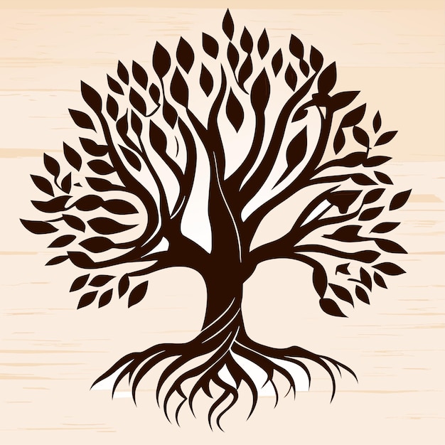 Vector flat design family tree silhouette or tree life concept illustration