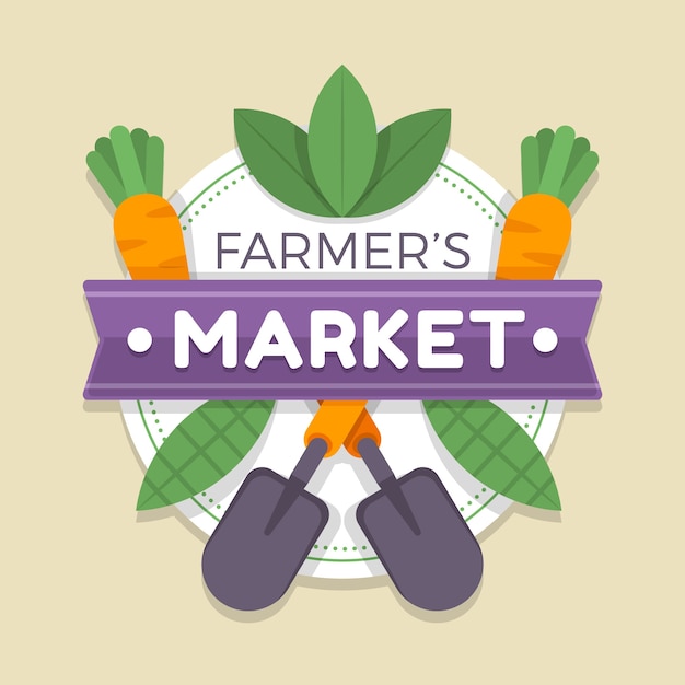 Vector flat design farmers market logo