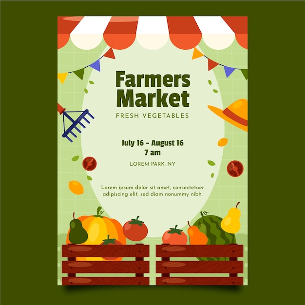 Vector flat design farmers market poster