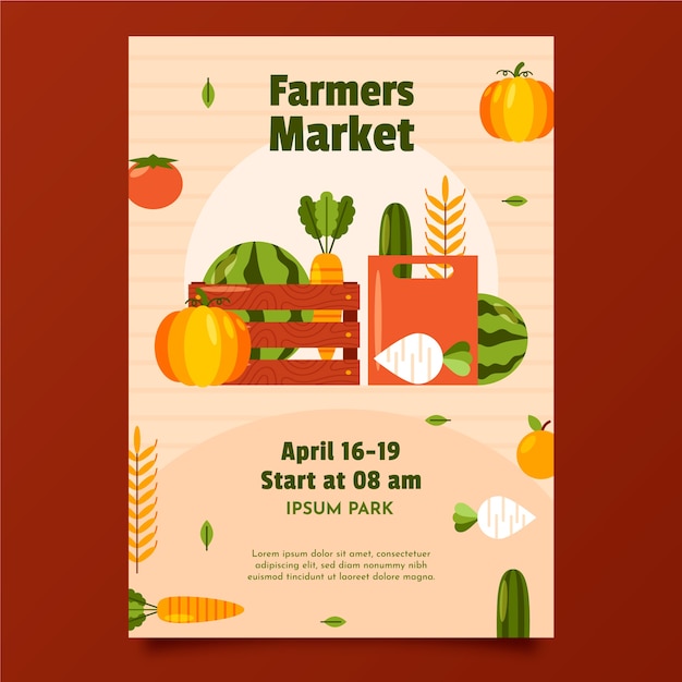 Vector flat design farmers market poster